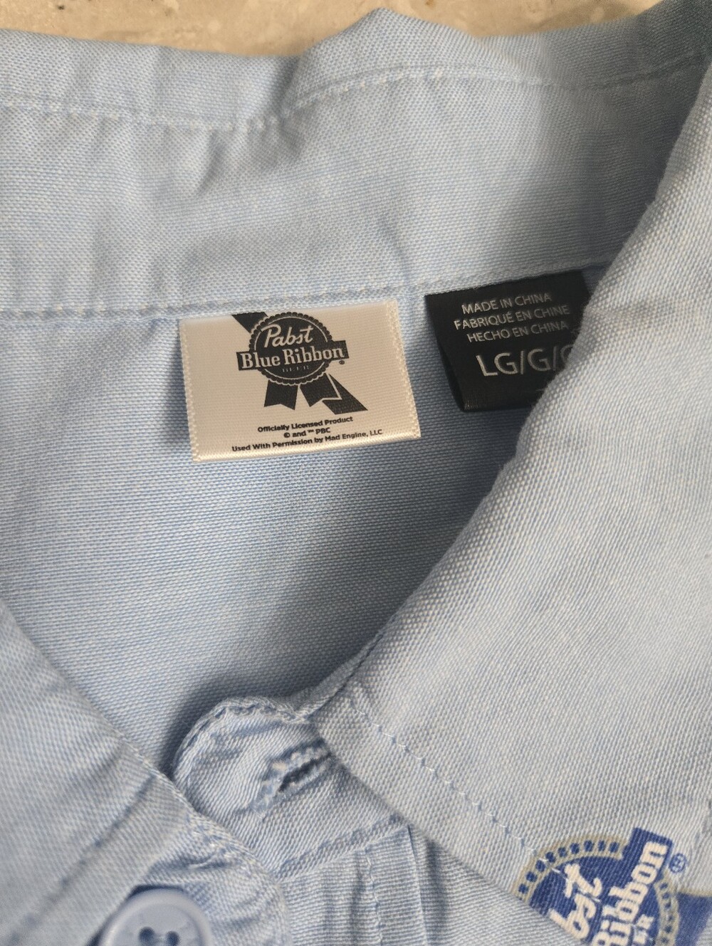 RARE Men's Pabst Blue Ribbon PBR Button Down - Large - Picture 3 of 3